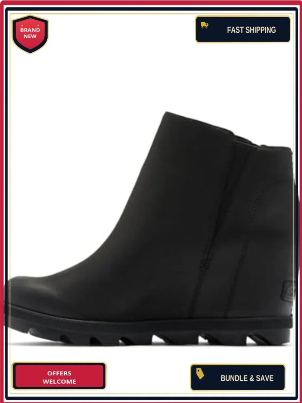 Leather Ankle Boots with Wedge Heel Zip Closure